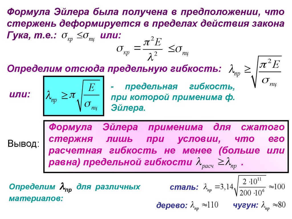 Сжатие стержня. Устойчивость сжатых стержней. Формула Эйлера устойчивости стержня. Формула устойчивости стержня. Формула Эйлера для устойчивости сжатого стержня.