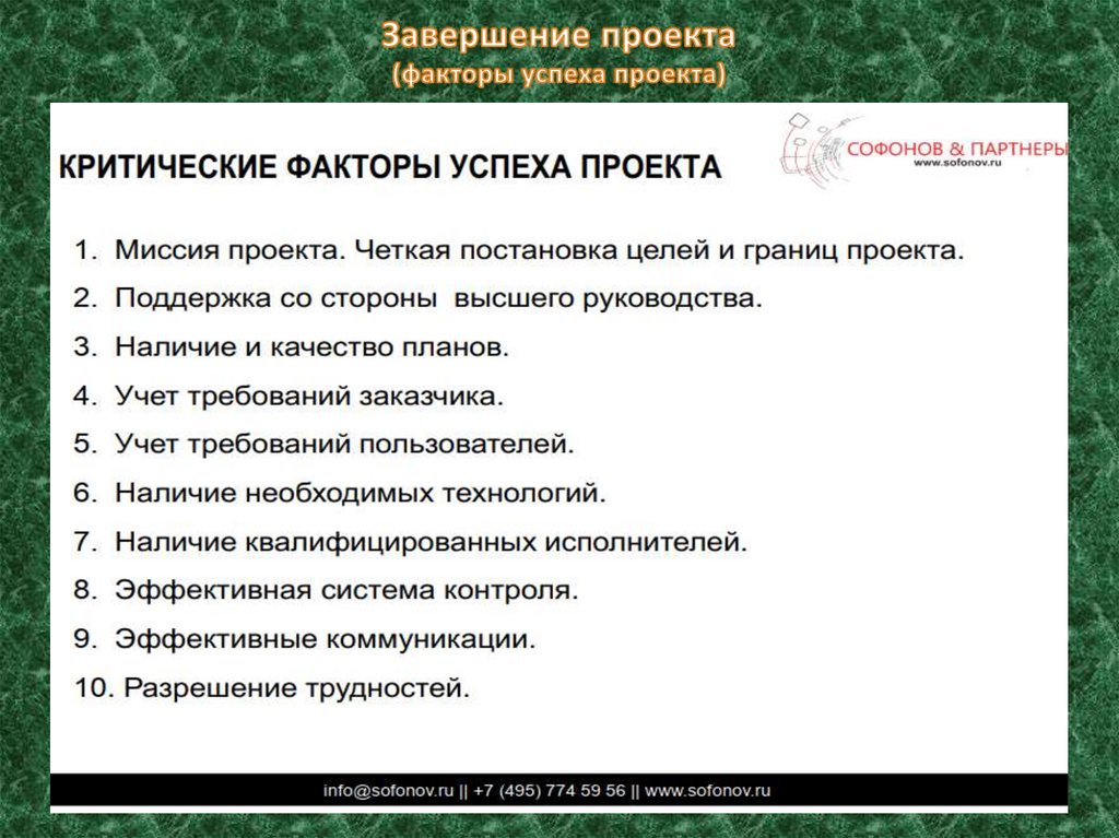 Управляемые параметры проекта курсовая