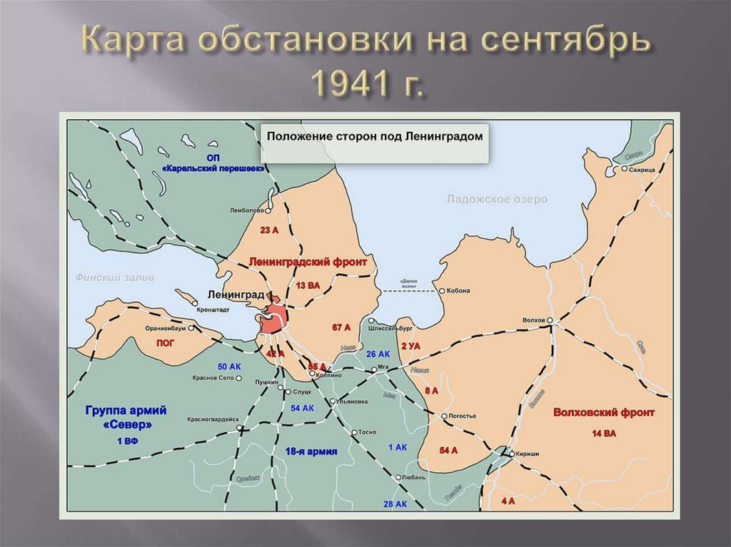 Карта обстановки на сентябрь 1941 г.