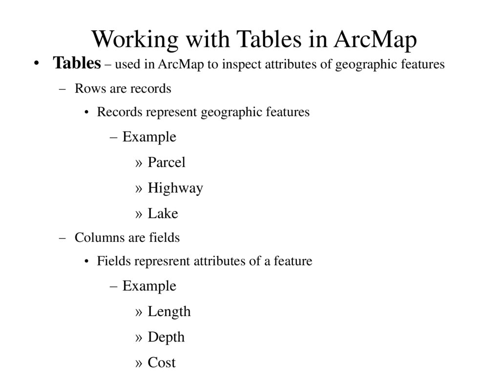 Working with Tables in ArcMap