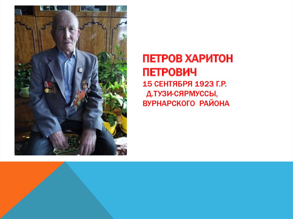 Петров Харитон Петрович 15 сентября 1923 г.р. д.Тузи-Сярмуссы, Вурнарского района