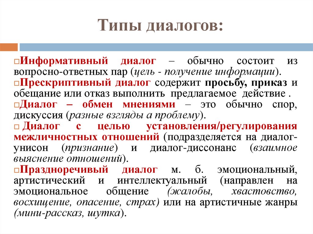 Типы диалога