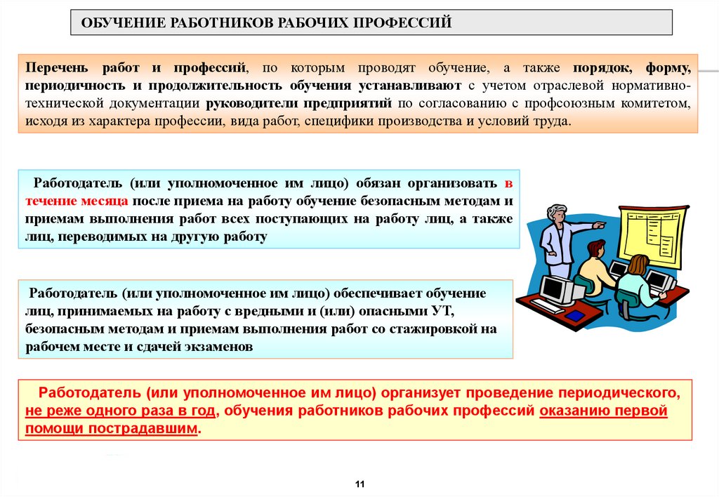 Обучение работников безопасным методам труда на производстве. Практика дл профессию работодатель задания.