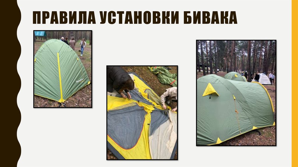 Правила установки бивака