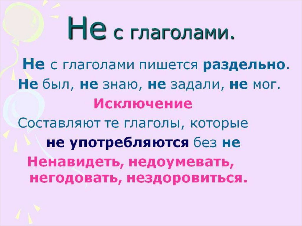 Правописание не с глаголами 3 класс школа россии конспект урока и презентация