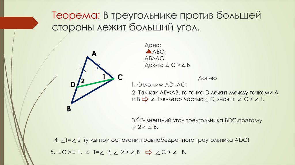В треугольнике против равных сторон лежат равные углы рисунок