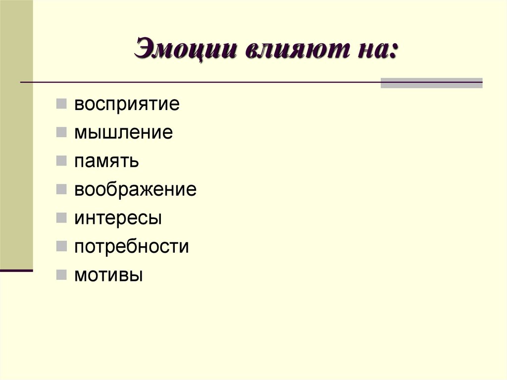 Эмоции влияют на: