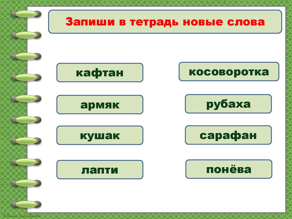 Во что одевались в старину 1 класс урок родного языка презентация и конспект