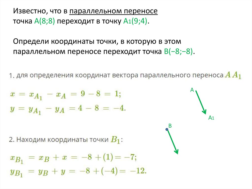 Известно что в параллельном переносе точка а