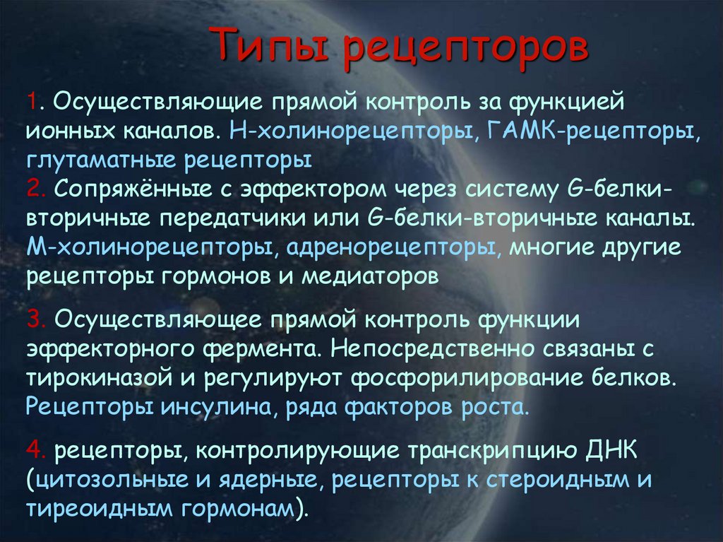 Типы рецепторов