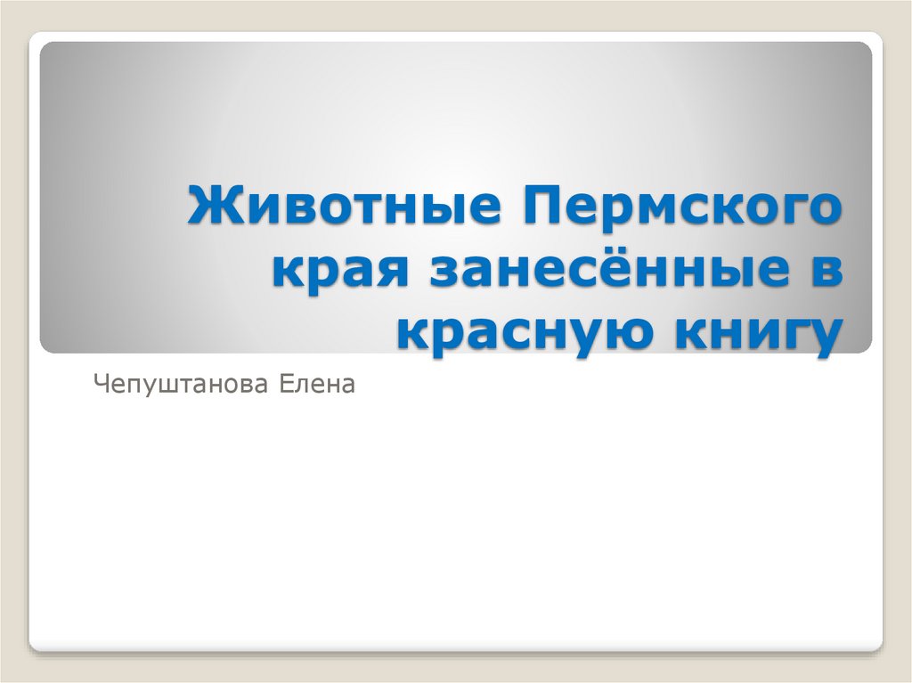 Животные пермского края занесенные в красную книгу презентация