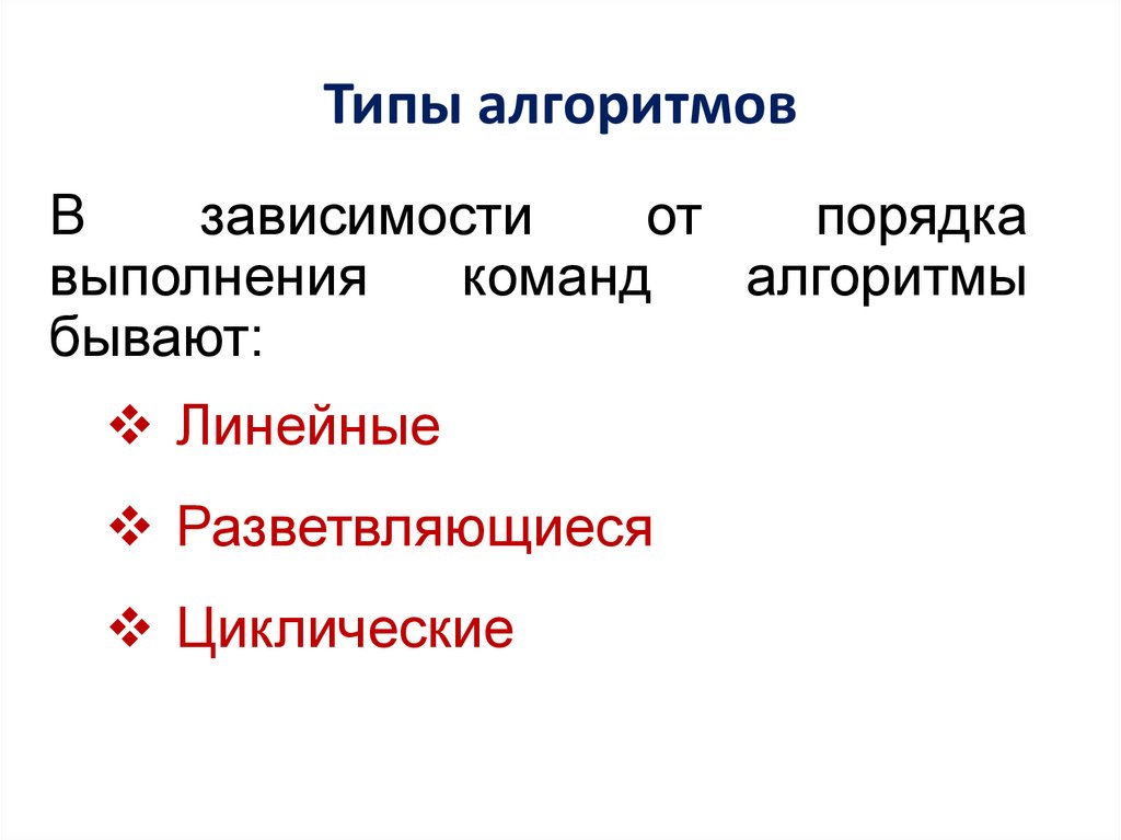 Типы алгоритмов