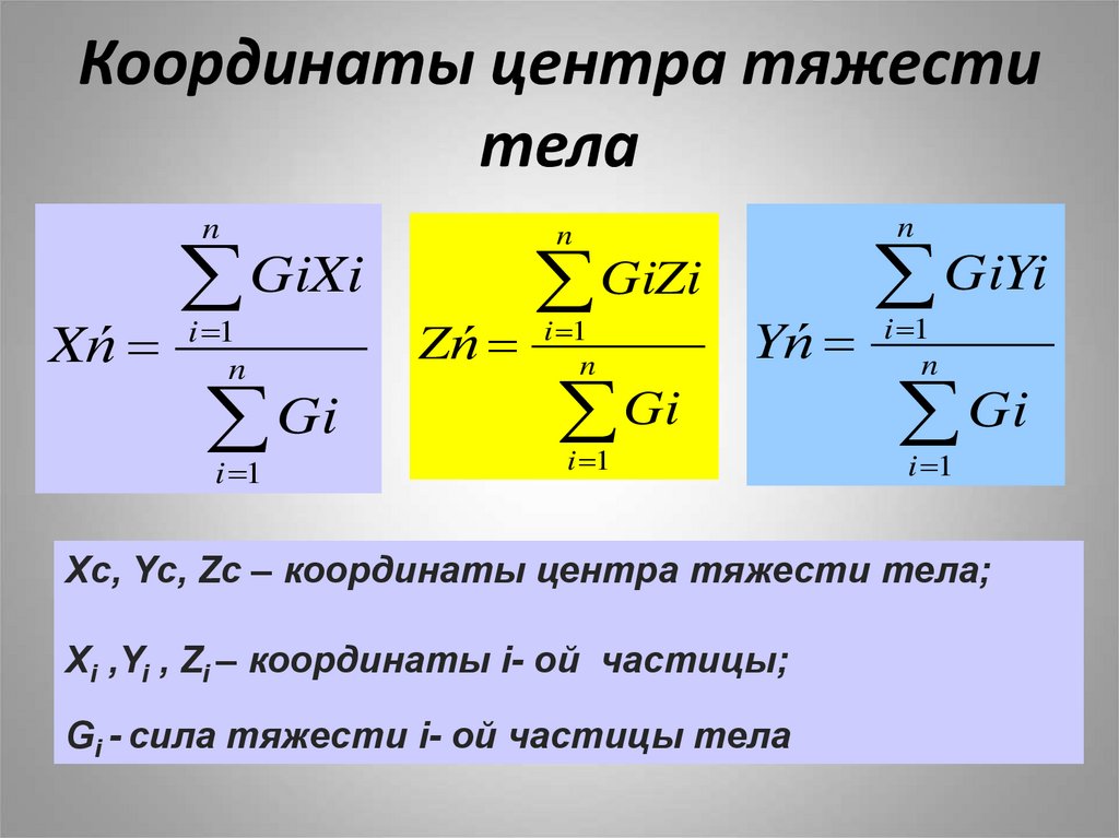 Центр тяжести формула