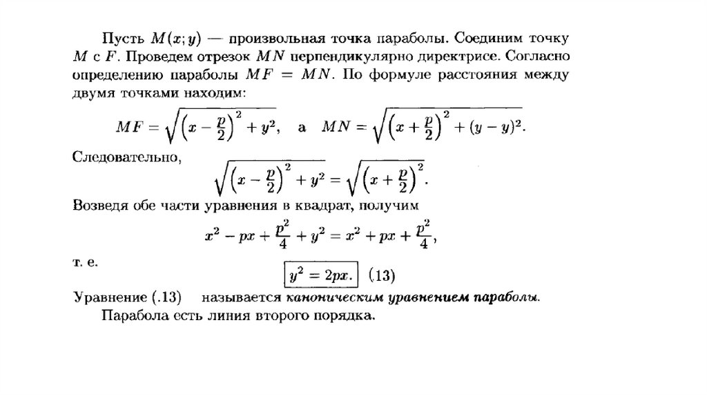 Уравнение параболы 2 порядка. Выведение канонического уравнения параболы. Вывод канонического уравнения параболы. Вывод каноническоо уравнения Парабоо. Уравнение параболы второго порядка.