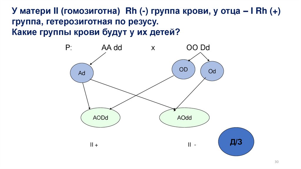 Гомозиготна. Гетерозиготная мать 2 групп крови.