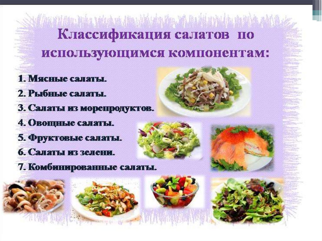 Классификация холодных блюд и закусок схема