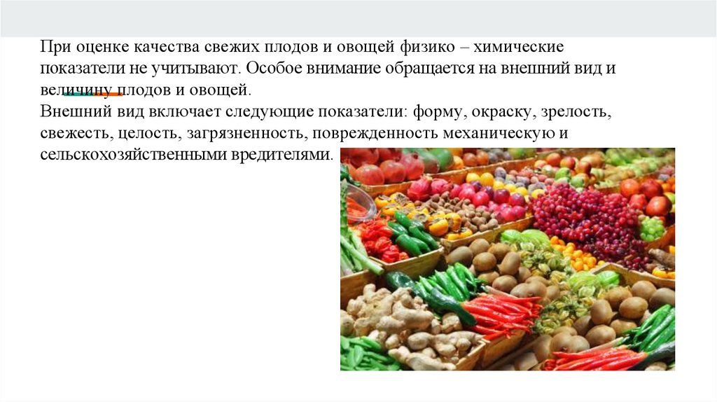 Показатели качества овощей. Оценка качества плодов и овощей. Показатели качества свежих плодов. Оценка качества свежих овощей.