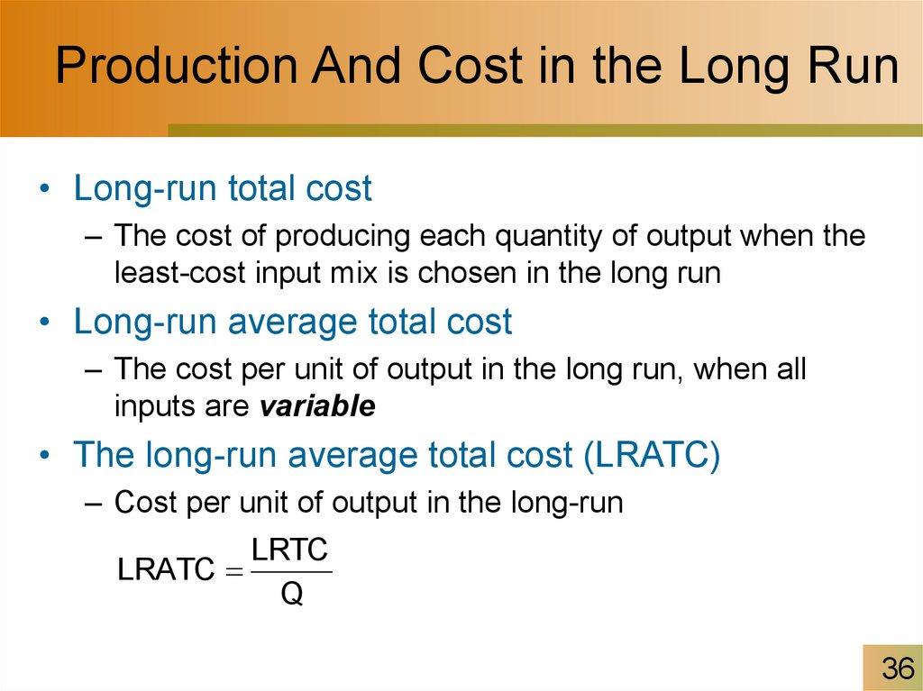 Production And Cost in the Long Run