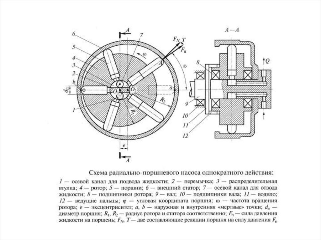 Схема насоса. Роторный радиально поршневой насос схема. Радиально поршневой насос однократного действия типа НП.