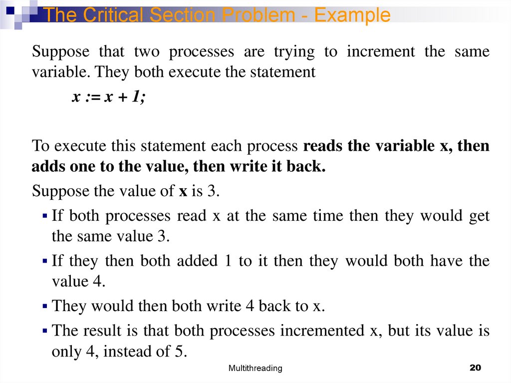 The Critical Section Problem - Example