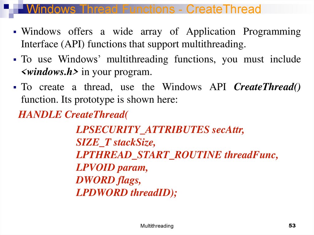 Windows Thread Functions - CreateThread