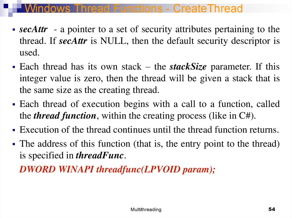 Windows Thread Functions - CreateThread