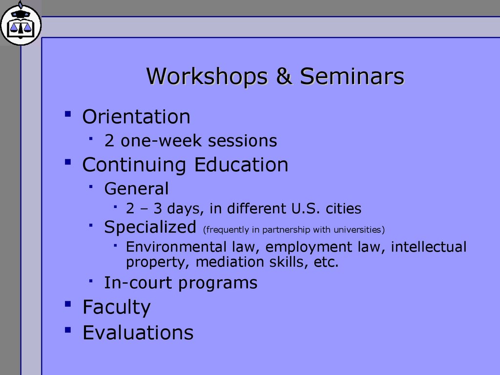 Workshops & Seminars