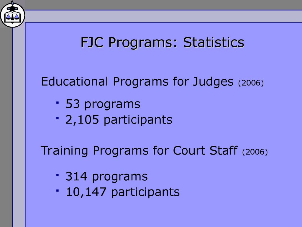 FJC Programs: Statistics