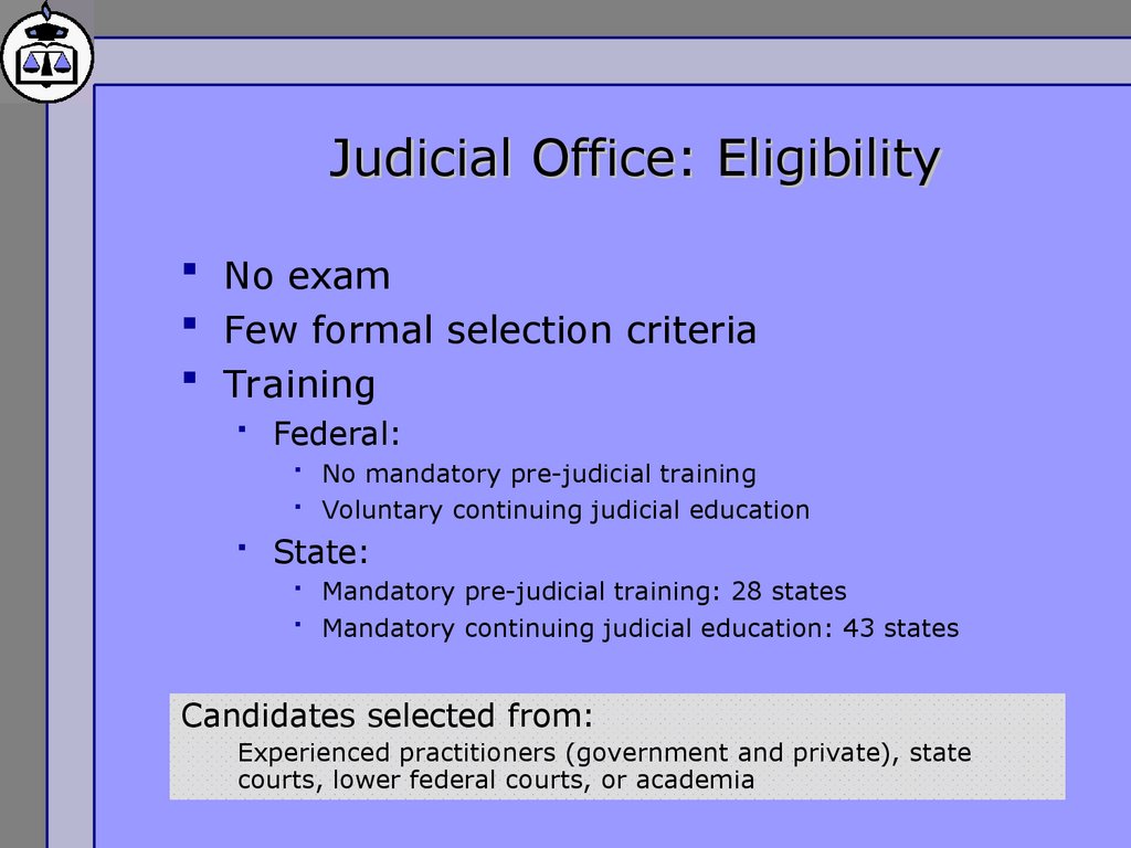 Judicial Office: Eligibility