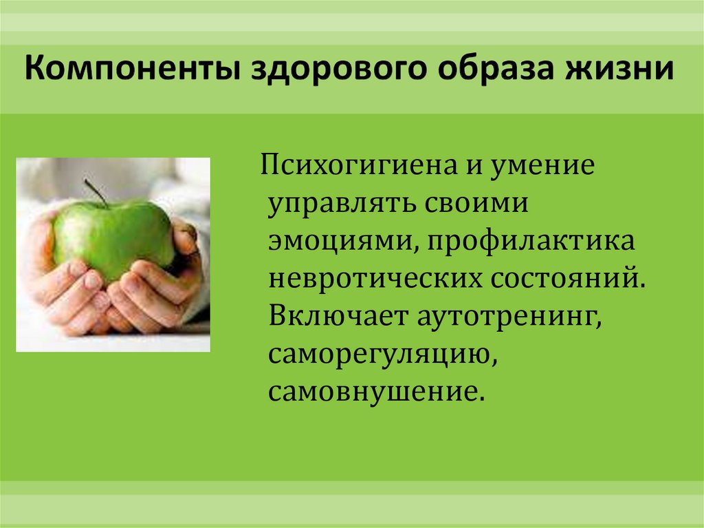 Компоненты образа жизни. Компоненты ЗОЖ. Психогигиена и умение управлять своими эмоциями. Психология здорового образа жизни. Умение управлять своими эмоциями ЗОЖ.