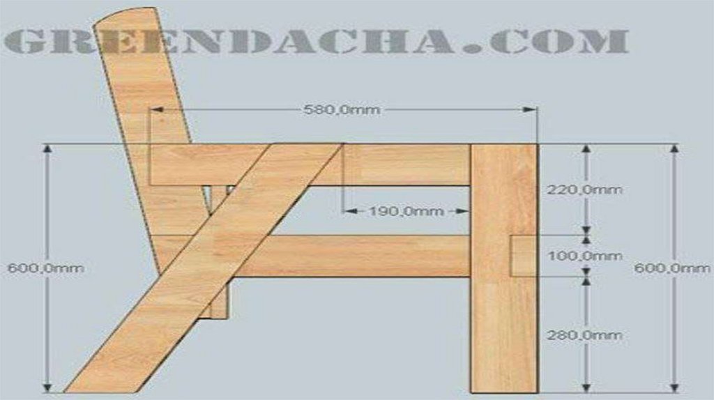 Скамейка из бревна со спинкой чертеж