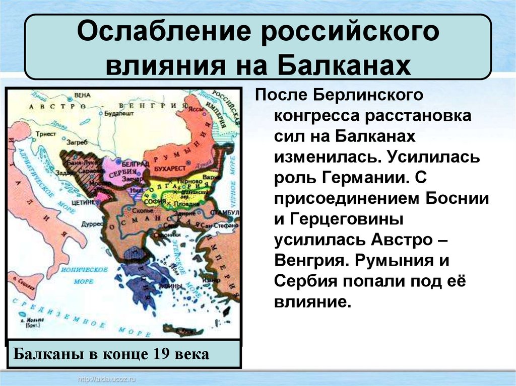 Ослабление российского влияния на Балканах