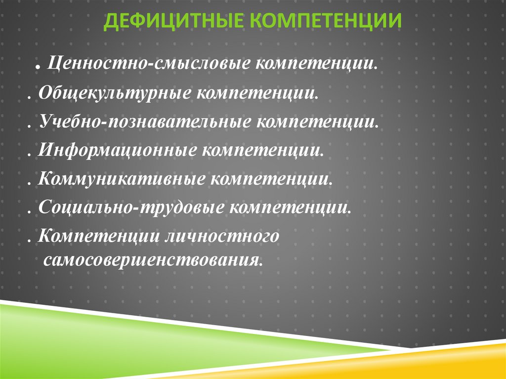 Дефицитные компетенции