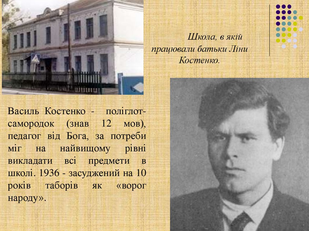 Школа, в якій працювали батьки Ліни Костенко.