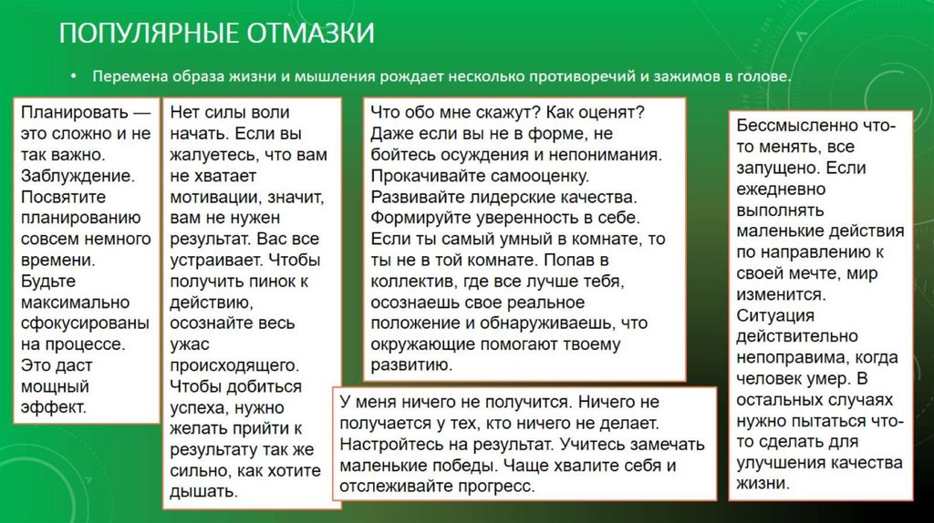 Популярные отмазки