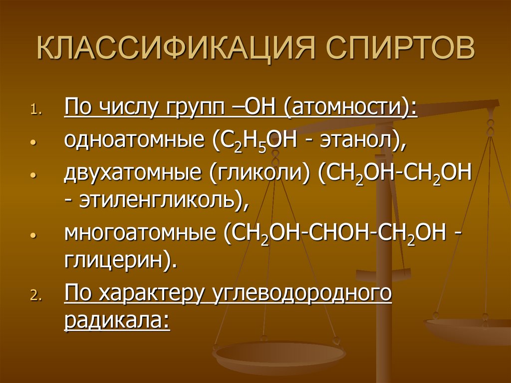 Классификация спиртов презентация