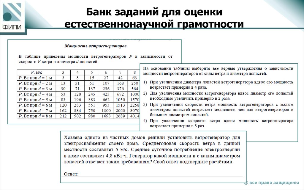 Банк заданий для оценки естественнонаучной грамотности