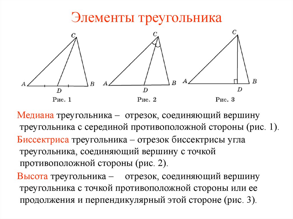 Элементами треугольника являются. Понятие Медианы высоты и биссектрисы треугольника. Медиана биссектриса и высота треугольника. Медиана биссектриса и высота треугольника 7 класс. Определение Медианы биссектрисы и высоты треугольника 7.