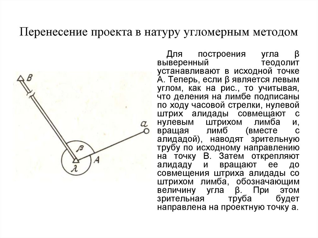 При подготовке данных для перенесения проектов сооружений в натуру применяют