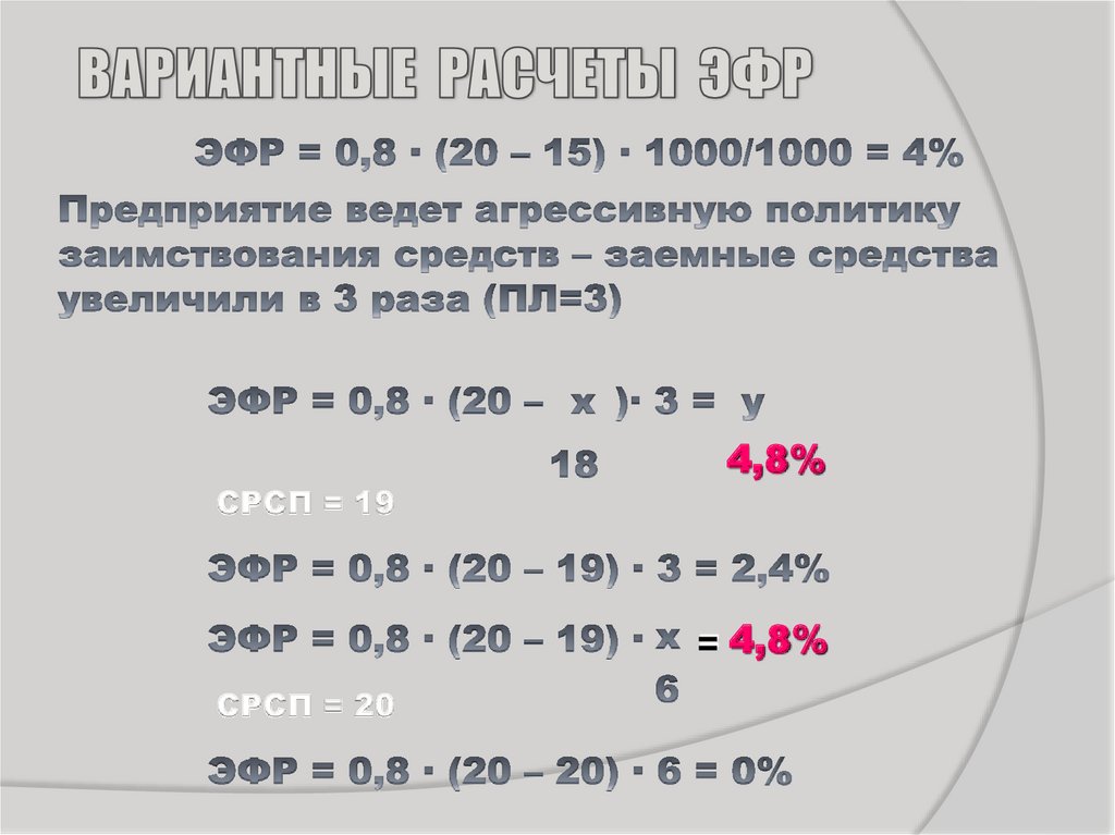 Вариантные расчеты ЭФР