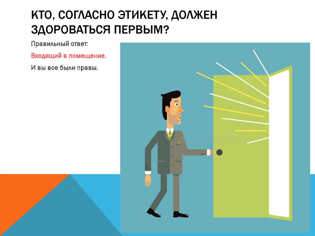 Кто, согласно этикету, должен здороваться первым?
