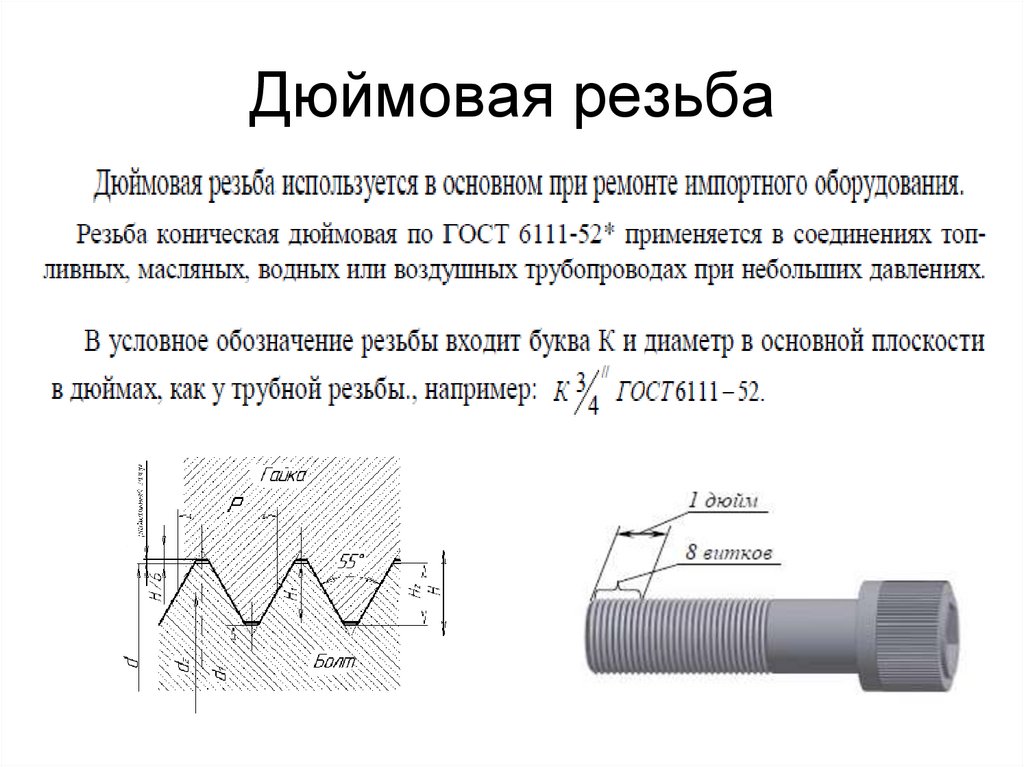 Обозначение трубной резьбы