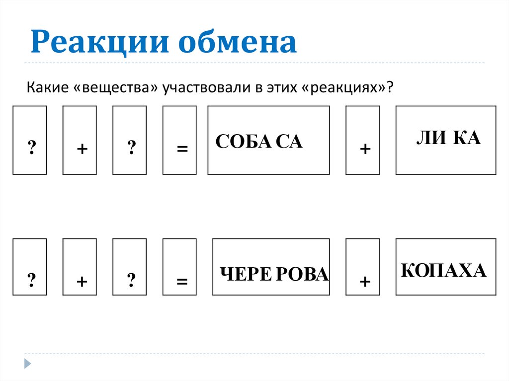 Реакции обмена