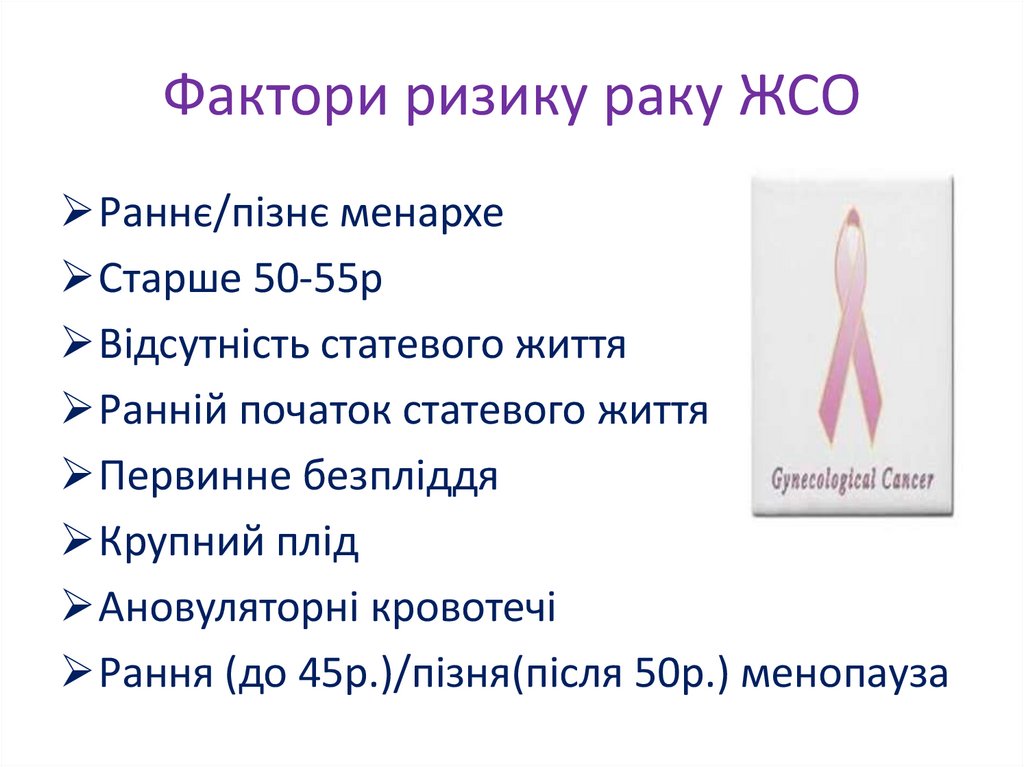 Фактори ризику раку ЖСО