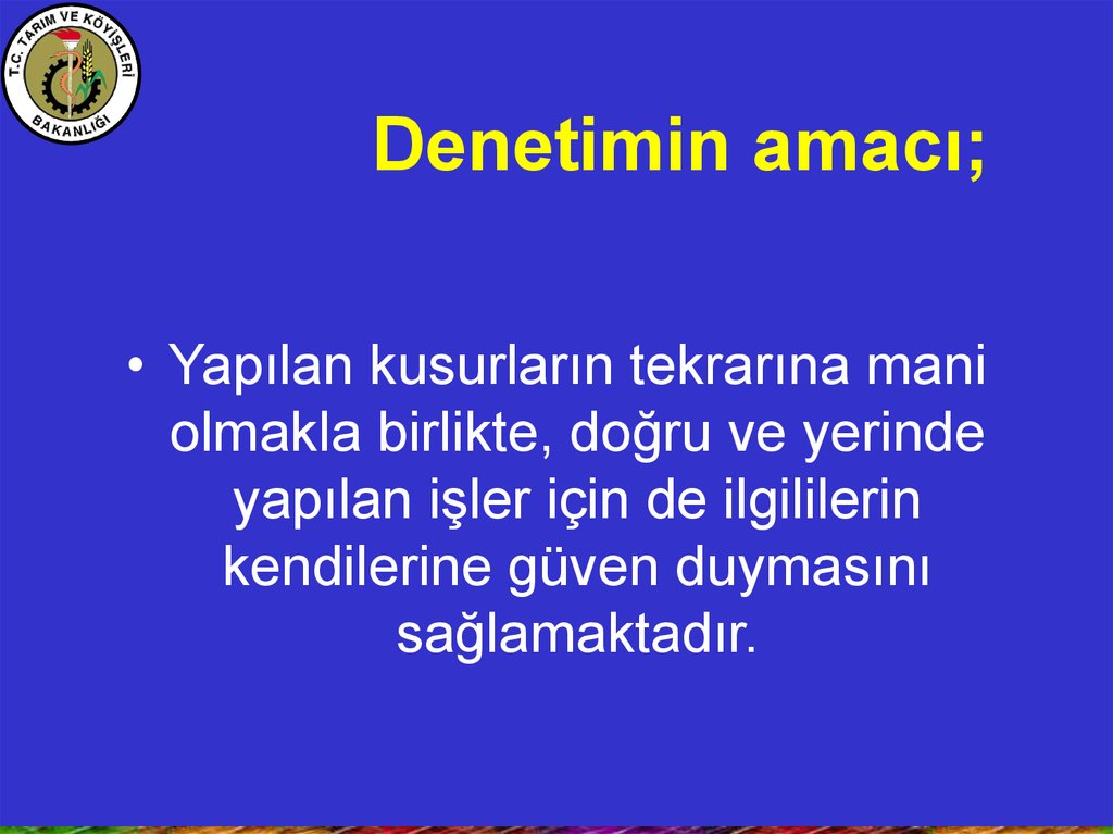 Denetimin amacı;