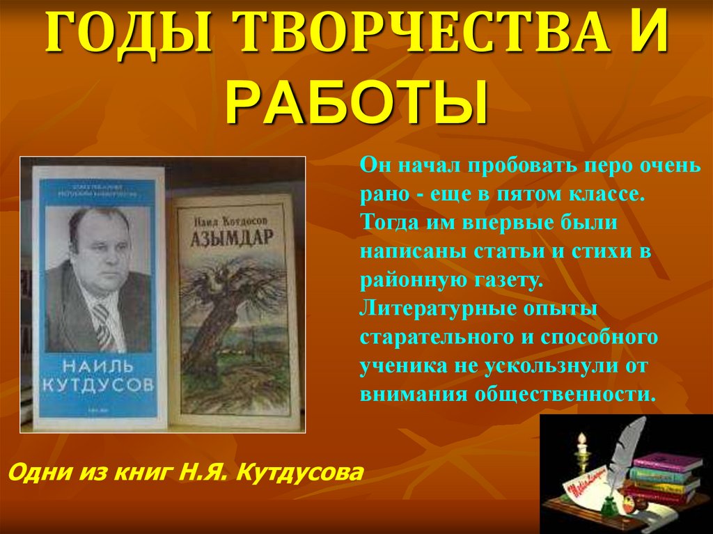 ГОДЫ ТВОРЧЕСТВА И РАБОТЫ