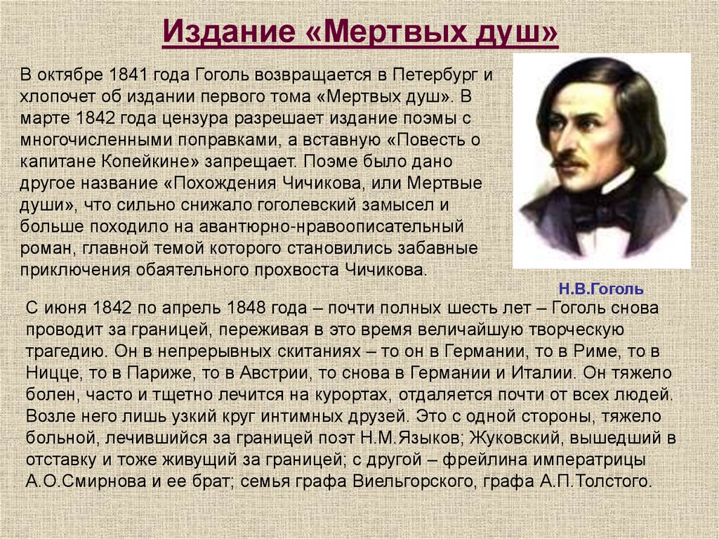 Гоголь жив или мертв. Жизнь Николая Васильевича Гоголя. Гоголь 1842-1852. Жизнь Гоголя 1835-1842.