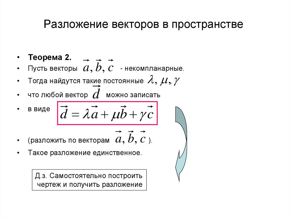 Запишите разложение вектора