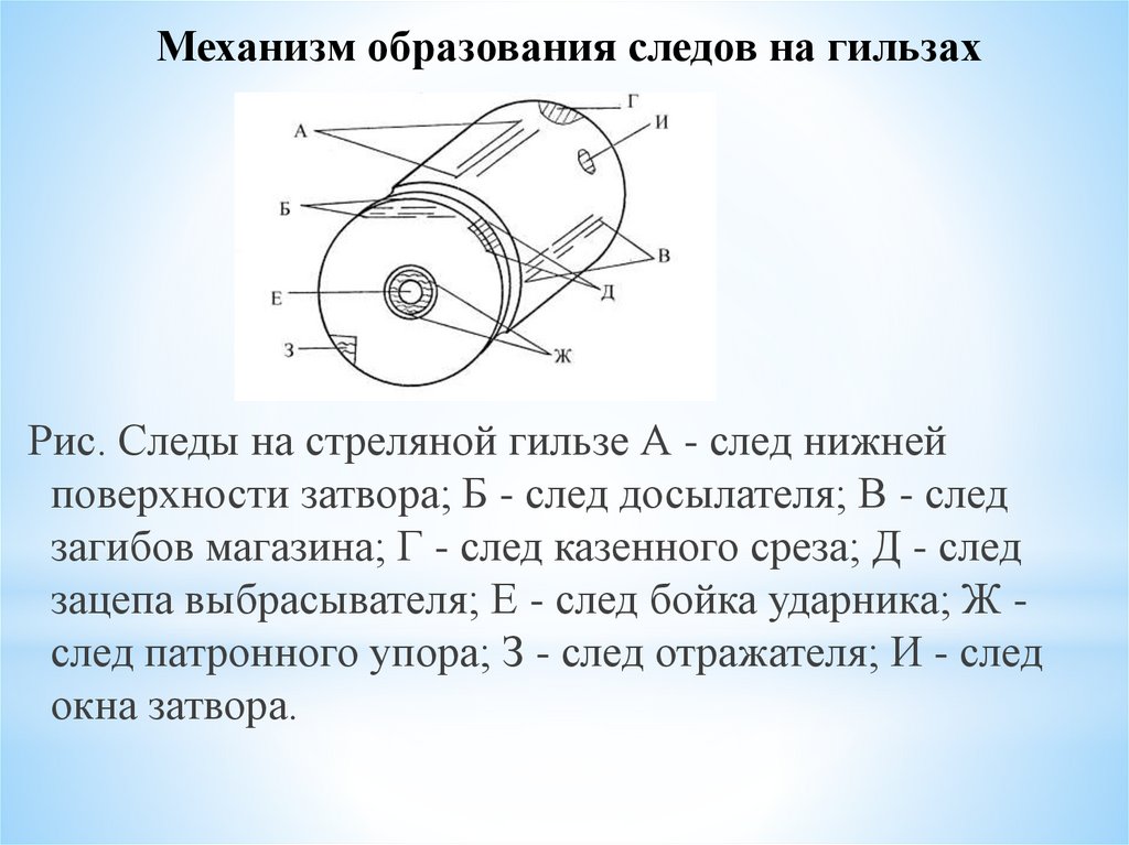 Механизм образования следов оружия на пуле. Следы на гильзе. Механизм образования следов на гильзе. Следы на гильзе после выстрела.