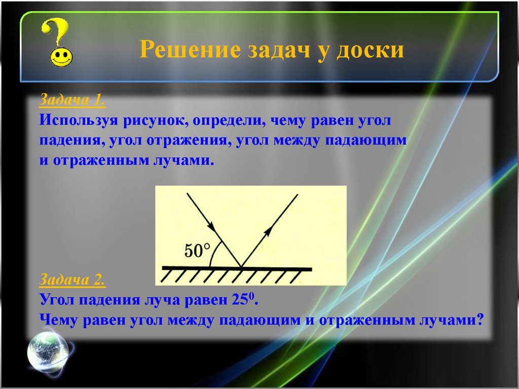 Покажите на чертеже углы падения и отражения света сформулируйте